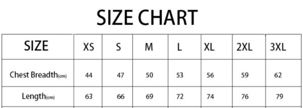 Ladvice Black T-Shirt Size Guide